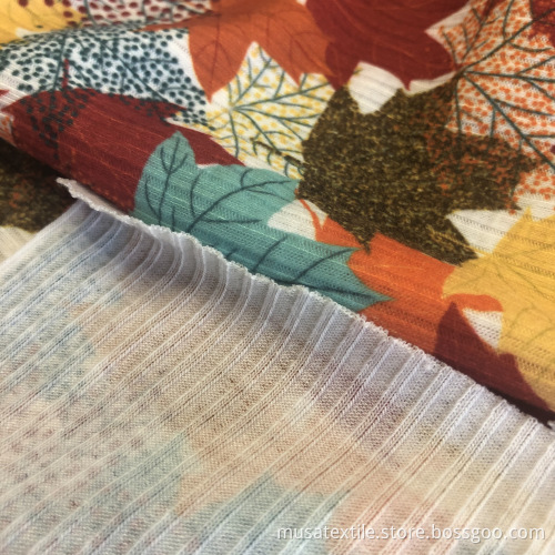 Customizd Digital Print Polyester Stretch Rib Knit Fabric